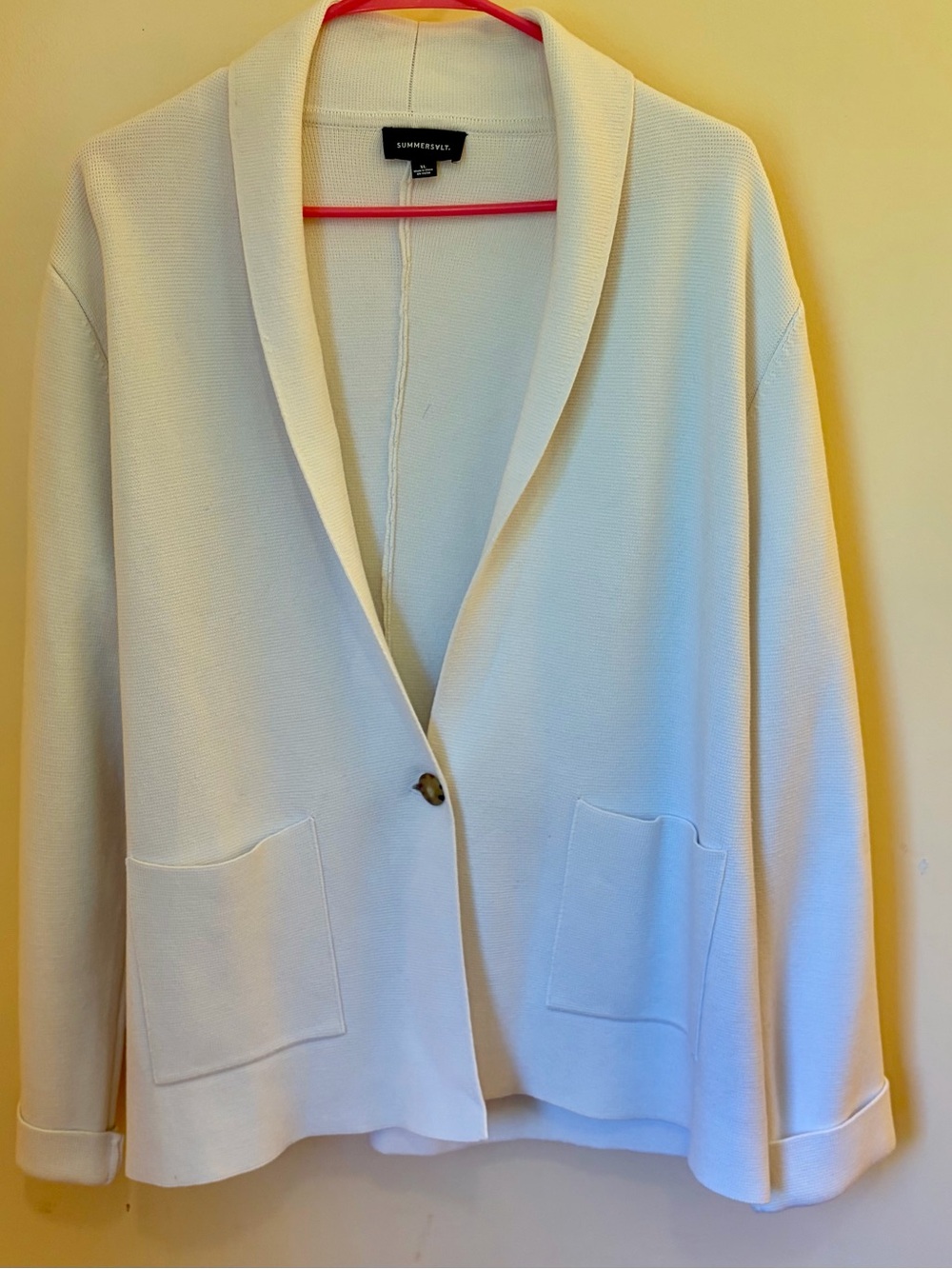 summersalt Cream Shawl-Collar Single-Button Knit Blazer